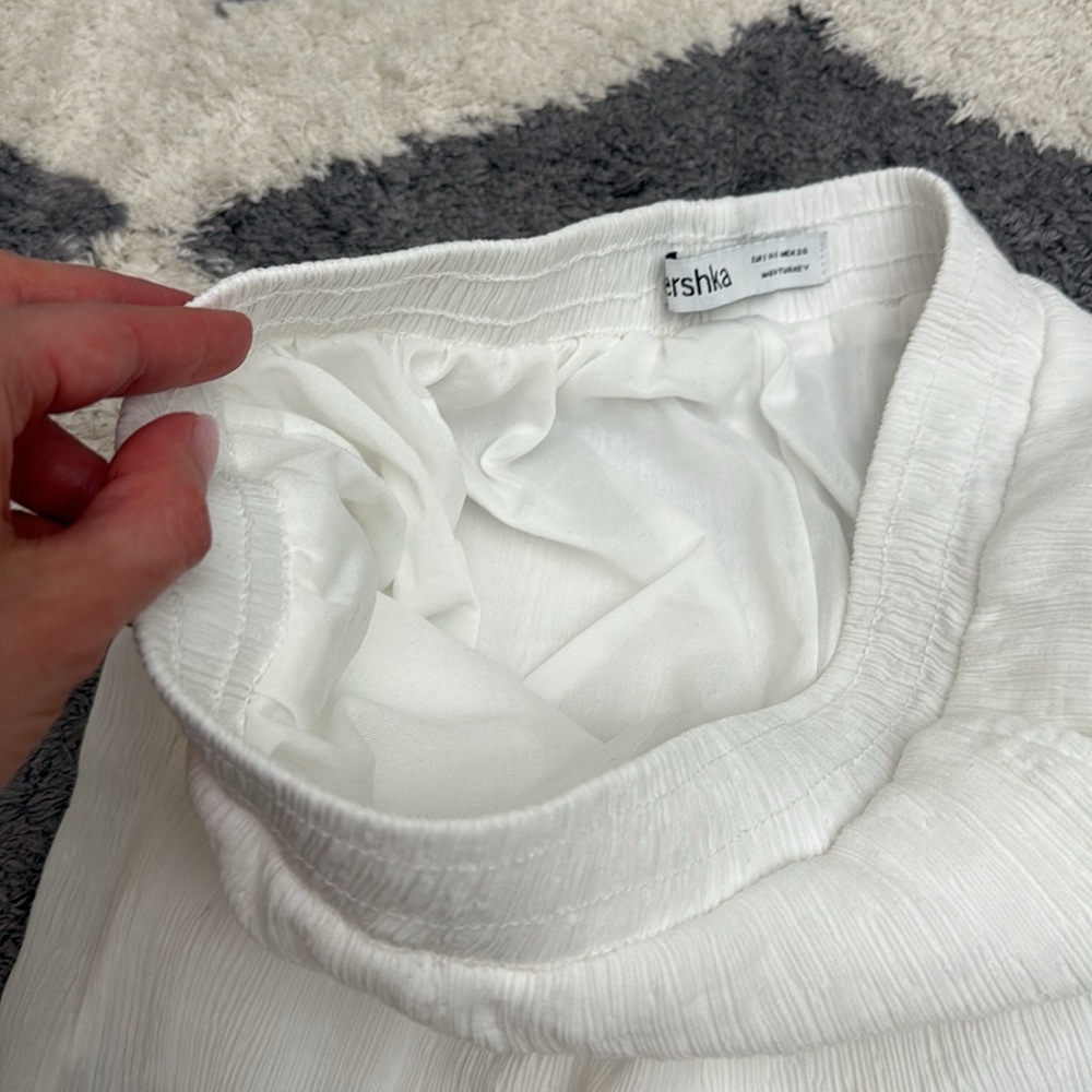 Bershka White Straight Leg gauze textured Pants size S - Picture 14 of 14